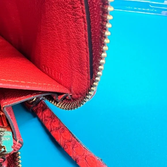 Louis Vuitton Zippy Wallet Round Zipper Long Monogram Exotic Python Orange - Picture 11 of 12